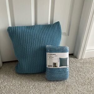 NWT - Ikea Blue Knitted 20x20 Cushion Cover (Sotholmen) - Pair of two